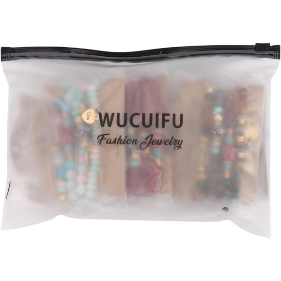 Bohemian Multilayer Glass Beaded Rubber Rope Chain Charm Stackable Bracelets - Picture 7 of 9